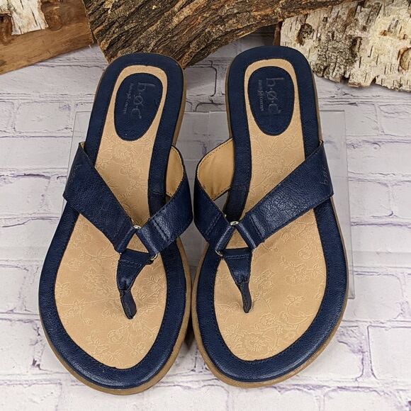 Boc Womens Slip On Leather Sandals Flip Flops - Navy Blue - Picture 2 of 9